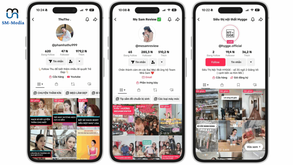 Một số nhãn hàng đã và đang sử dụng dịch vụ xây kênh Tiktok của SM-Media